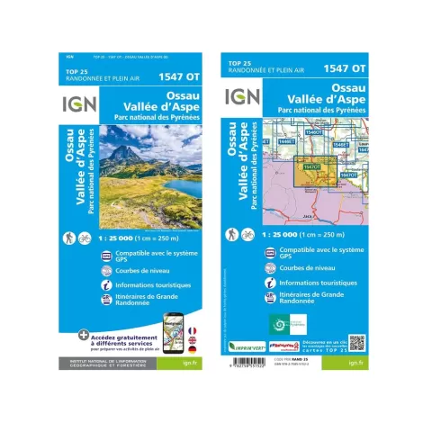 IGN 1547OT Ossau. Vallée d'Aspe. Parc National des Pyrénées