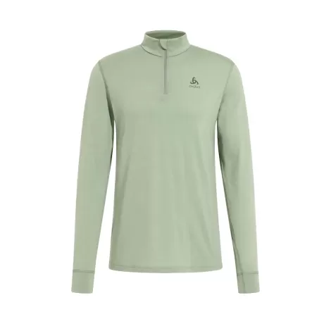 Odlo T-Shirt ML 1/2 zip Natural 100% Merino Warm - Matte Green